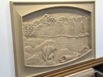 Custom Relief Carved Limestone Bear Mountain River Scene 16"x24" 2 small