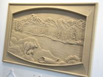 Custom Relief Carved Limestone Bear Mountain River Scene 16"x24" 4 small