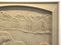 Custom Relief Carved Limestone Bear Mountain River Scene 16"x24" 6 small