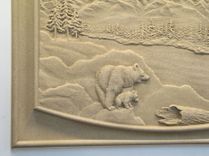 Custom Relief Carved Limestone Bear Mountain River Scene 16"x24" 5 small
