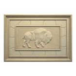 Relief Carved Limestone Buffalo 16" x 23" Decorative Backsplash Tile Insert Panel 1 small
