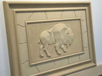Relief Carved Limestone Buffalo 16" x 23" Decorative Backsplash Tile Insert Panel 2 small