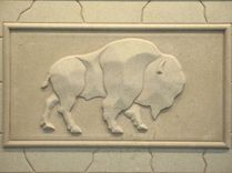 Relief Carved Limestone Buffalo 16" x 23" Decorative Backsplash Tile Insert Panel 3 small