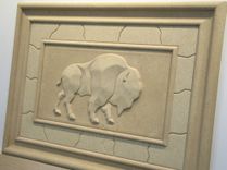 Relief Carved Limestone Buffalo 16" x 23" Decorative Backsplash Tile Insert Panel 4 small