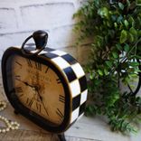 Courtly Decor Black And White Checked Clock Hand Painted Checks Table Clock 2 small