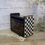 Hand Painted Whimsy Recipe Box Vintage Checks Decorative Box Checked Decor 4 small
