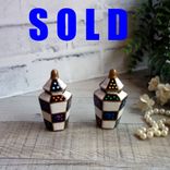 Colorful Whimsy Black and White Check Salt and Pepper Shakers Courtly Decor 1 small