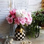 Courtly Vase Black White Checked Vase Floral Centerpiece Buffalo Check Vase 2 small