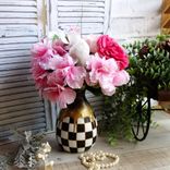 Courtly Vase Black White Checked Vase Floral Centerpiece Buffalo Check Vase 3 small