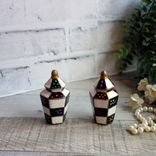 Colorful Whimsy Black and White Check Salt and Pepper Shakers Courtly Decor 3 small