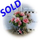 Courtly Vase Vintage Azalea Floral Arrangement Hand Painted Whimsy Decor 1 small
