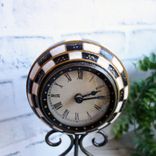 Courtly Clock Checked Clock Hand Painted Black and White Checks Clock 2 small