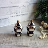 Colorful Whimsy Black and White Check Salt and Pepper Shakers Courtly Decor 2 small