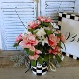 Courtly Vase Vintage Azalea Floral Arrangement Hand Painted Whimsy Decor 3 small