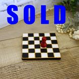 Hand Painted Whimsy Black And White Check Decor Checked Decor Chessboard Riser 1 small