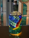 Rainbow and Dove-stained glass mosaic bottle 2 small