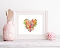 Wildflower-filled Heart Valentine Watercolor Fine Art Print 1 small
