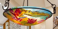 Old Kauai 24 inch glass diameter painted chandelier 2 small