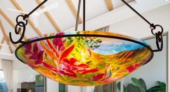 Old Kauai 24 inch glass diameter painted chandelier 1 small