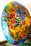 Painted Desert 33 inch glass diameter painted chandelier 2 small