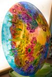 Painted Desert 33 inch glass diameter painted chandelier 4 small