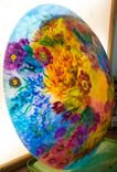 Painted Desert 33 inch glass diameter painted chandelier 3 small