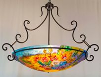 Painted Desert 33 inch glass diameter painted chandelier 5 small
