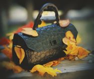 Mini leather handbag river rock and fall leaves 1 small