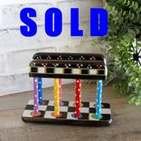 Whimsical Painted Checks Napkin Holder 1 small