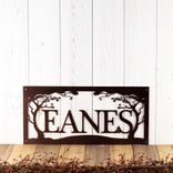 Custom Rectangular House Name Metal Sign with Cherry Trees 4 small
