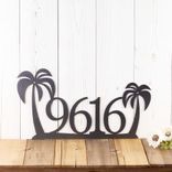 Metal House Number Sign with Beach Palm Trees 5 small
