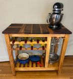 Rustic Hardwood Butcher Block Kitchen Island with Wine Rack and Glass Storage 1 small