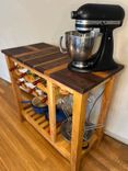 Rustic Hardwood Butcher Block Kitchen Island with Wine Rack and Glass Storage 2 small