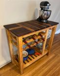 Rustic Hardwood Butcher Block Kitchen Island with Wine Rack and Glass Storage 3 small
