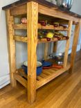 Rustic Hardwood Butcher Block Kitchen Island with Wine Rack and Glass Storage 4 small