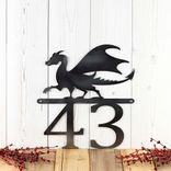 Metal House Number Sign with Fantasy Gothic Medieval Dragon 5 small