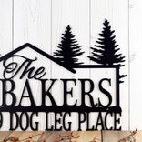 Custom Metal Family Name and Address Sign with Cabin and Pine Trees 5 small