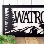 Personalized Metal Family Last Name Sign, Moose & Rocky Mountain Range Scene Wall Art, Custom Northern Wildlife Outdoor Steel Plaque 3 small