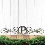 Personalized Family Last Name Letter Monogram Metal Sign, Decorative Scrollwork with Vines & Leaves, Custom Wedding Couple Initial Wall Art 5 small