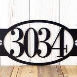 Oval Metal House Number Sign with Fleur De Lis, 4 Digit 4 small