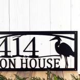 Custom Great Blue Heron Metal Address Sign, Lake Sunset Scene with Egret Bird & Cattails, Beach Home Driveway Entrance House Number Plaque 4 small