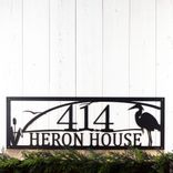Custom Great Blue Heron Metal Address Sign, Lake Sunset Scene with Egret Bird & Cattails, Beach Home Driveway Entrance House Number Plaque 1 small