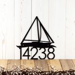 Nautical Metal Modern House Number Sign with Sailboat 5 small