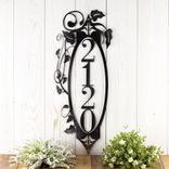 Vertical Metal House Number Sign with Vines and Fleur De Lis 5 small