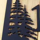 Metal Rectangular House Number Sign with Pine Trees 2 small