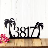 Metal House Number Plaque with Palm Trees 1 small