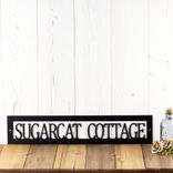 Hanging Personalized Cottage Villa Name Metal Sign, Custom Country Vacation Cabin Steel Plaque, Lake House Retreat Entryway Wall Decor 1 small
