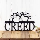 Custom Metal Dog Name Sign with Dog Paws 3 small