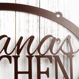 Personalized Hanging Oval Metal Kitchen Name Sign with Pine Trees 5 small
