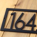 Custom Hanging Rectangular Art Deco Metal Address Sign 2 small